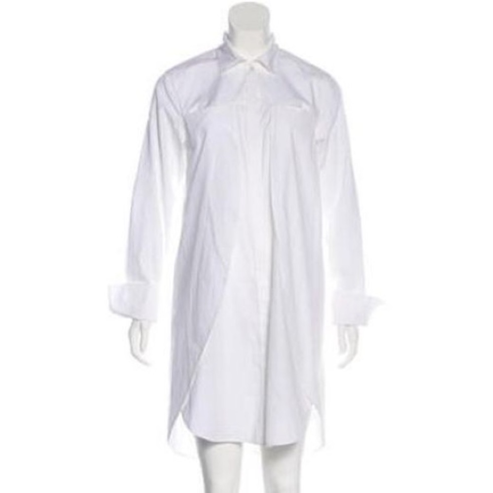 White button down Cotton Belted Shirtdress